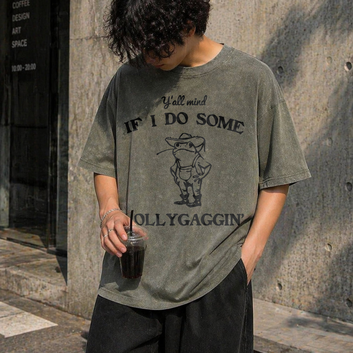 Lollygaggin' Frog Funny Vintage Washed T-Shirt product image 4