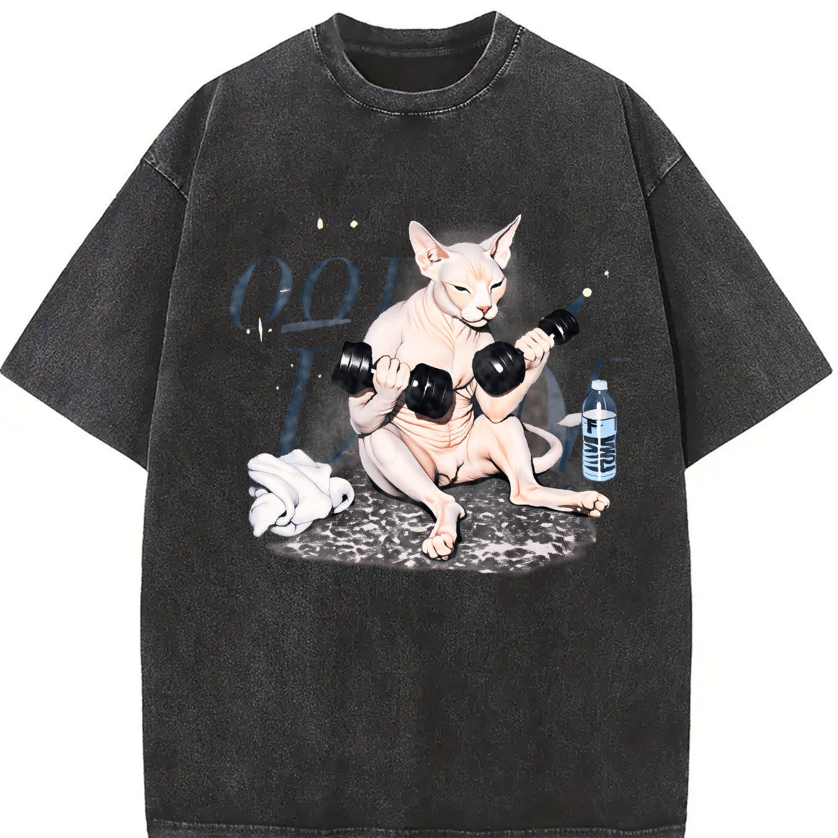 Sphynx Cat Workout Vintage Washed T-Shirt product image 2