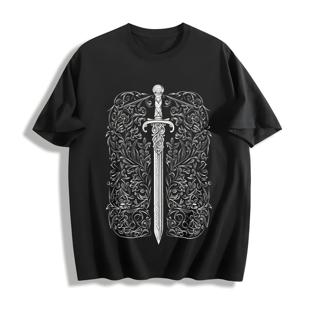 Sword & Letter Cotton T-Shirt product image 1