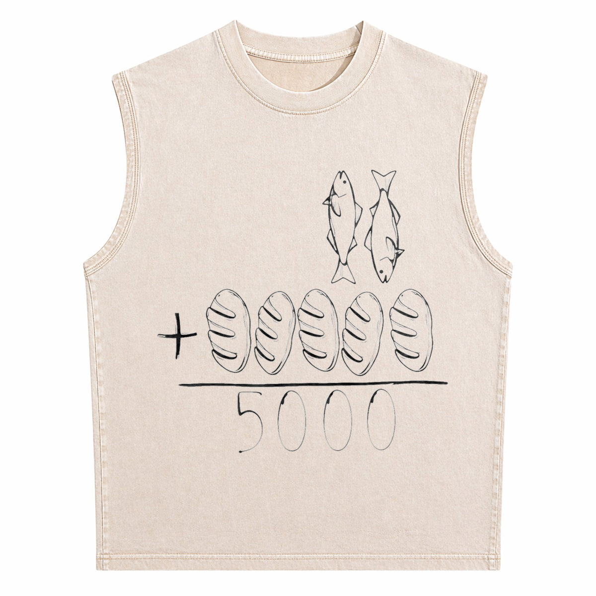 2 Fishes 5 Breads Jesus Feeds The 5000 Christian Bible Men's Washed Tank Top