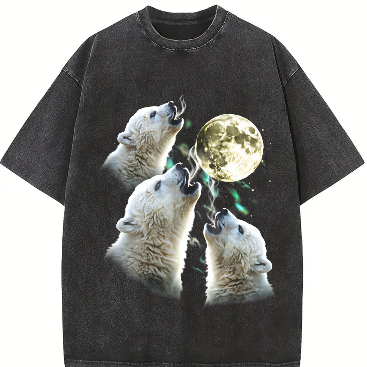 Baby Polar Bear Howling To Moon 90s Vintage Washed T-Shirt product image 2