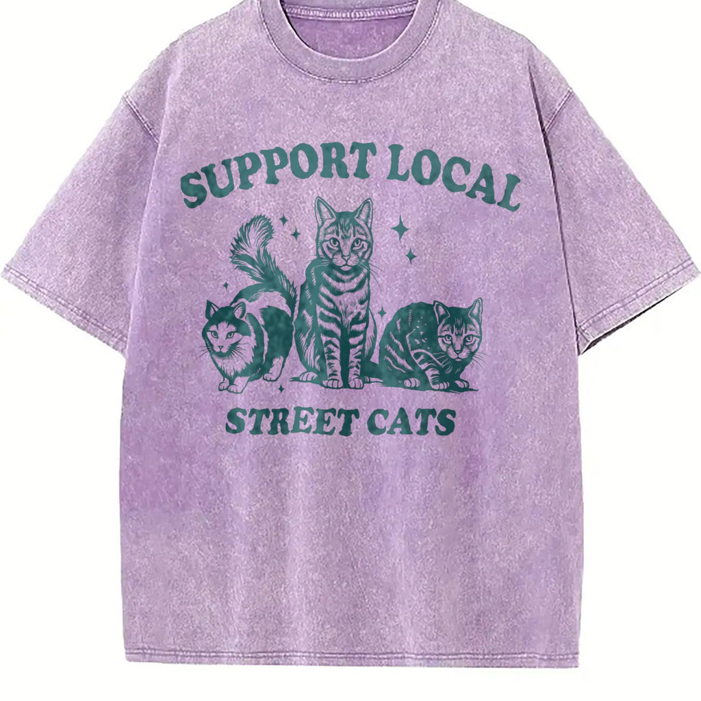 Support Local Cats 90s Vintage Washed T-Shirt product image 6