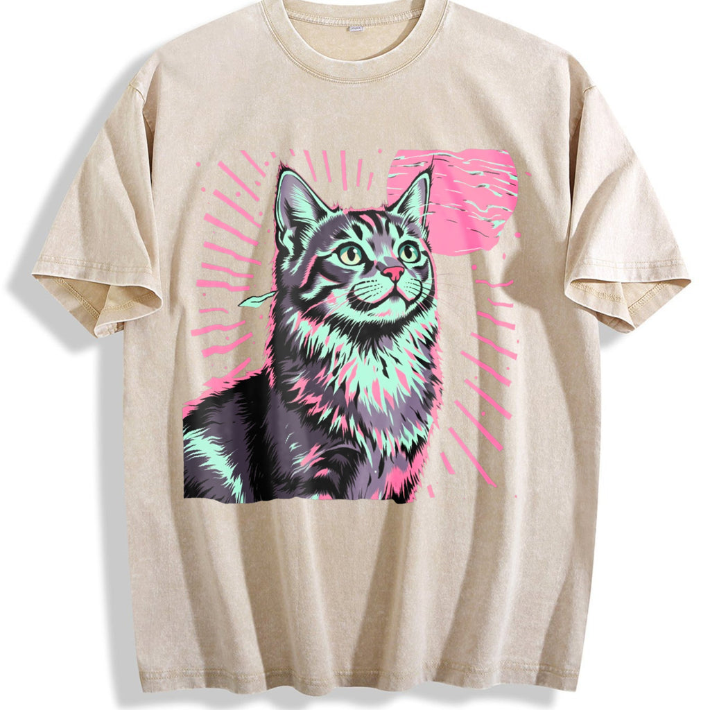 futuristic Cat Vintage Washed T-Shirt product image 1