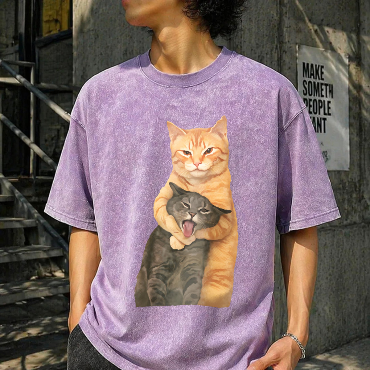 Cat Quarrel Moment - Batik Vintage Washed T-Shirt product image 6