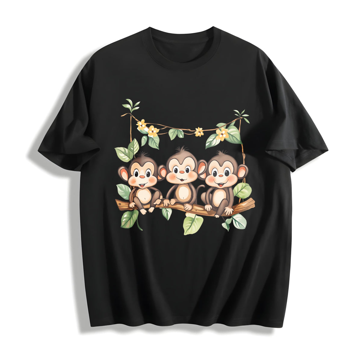 Summer : With Three Monkeys On Branch Yellow Flowers And product image 1