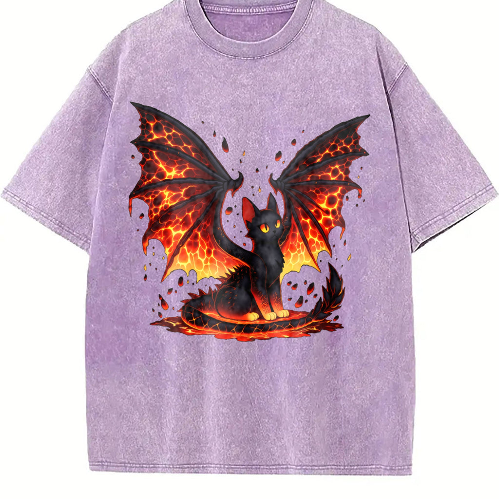 Black Cat & Wing Vintage Washed T-Shirt product image 6