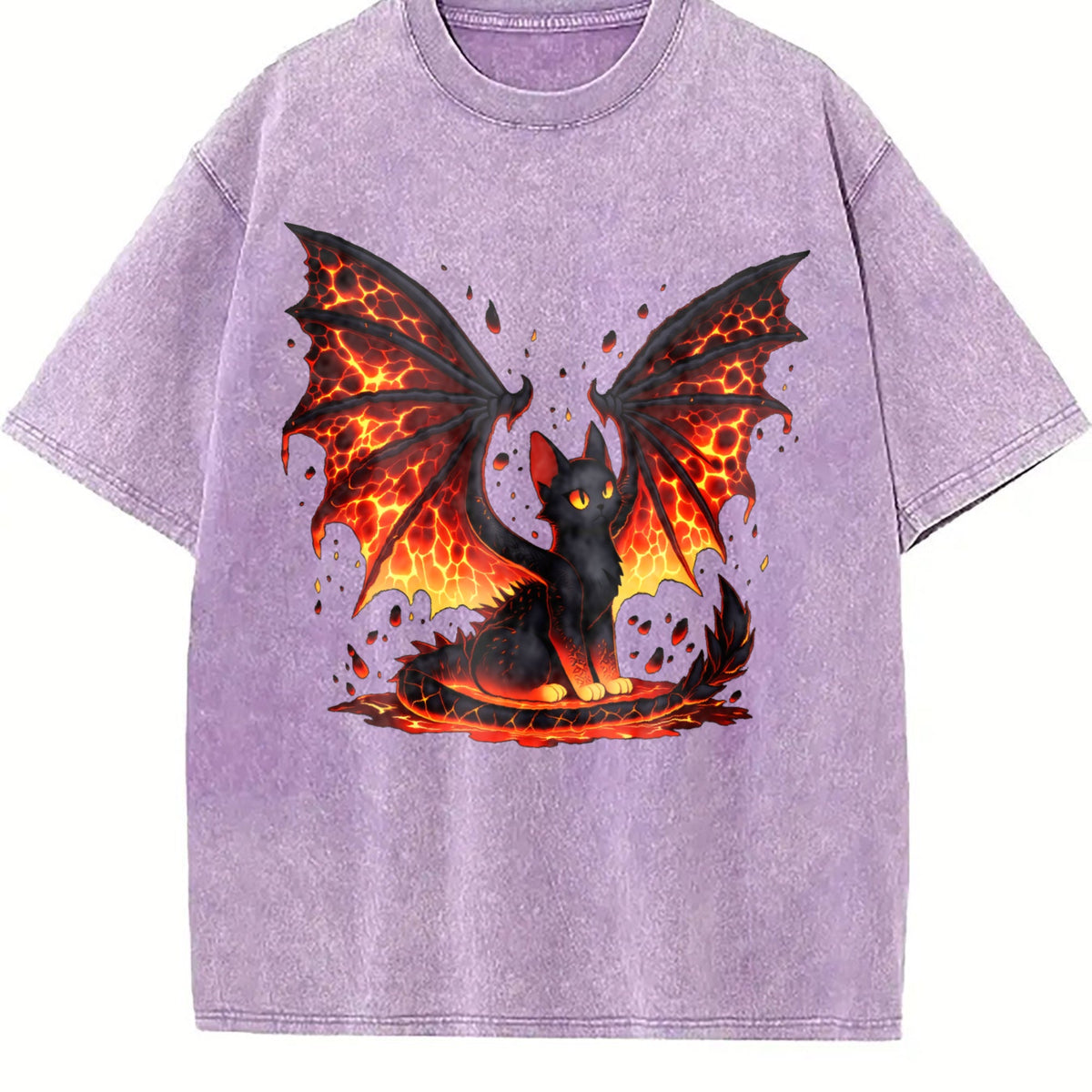 Black Cat & Wing Vintage Washed T-Shirt product image 6