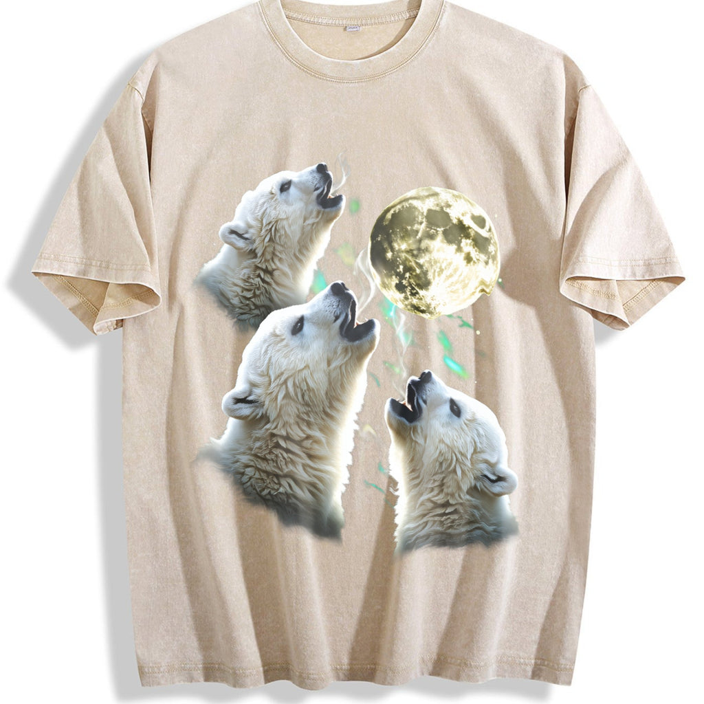 Baby Polar Bear Howling To Moon 90s Vintage Washed T-Shirt product image 1