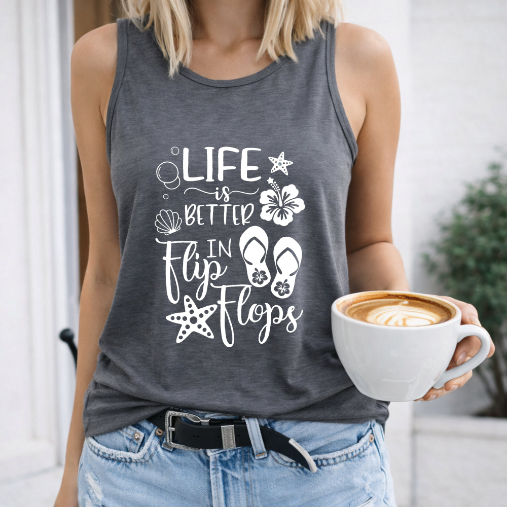 Life Is Better In Flip Flops Shell Starfish Tank Women's Tank Top