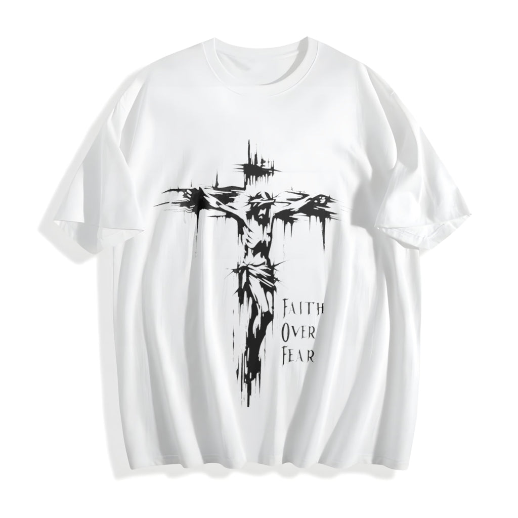Inspirational Faith Over Fear Cotton T-Shirt product image 2