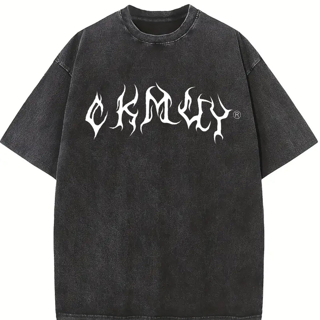 White Gothic Lettering Vintage Washed T-Shirt product image 2