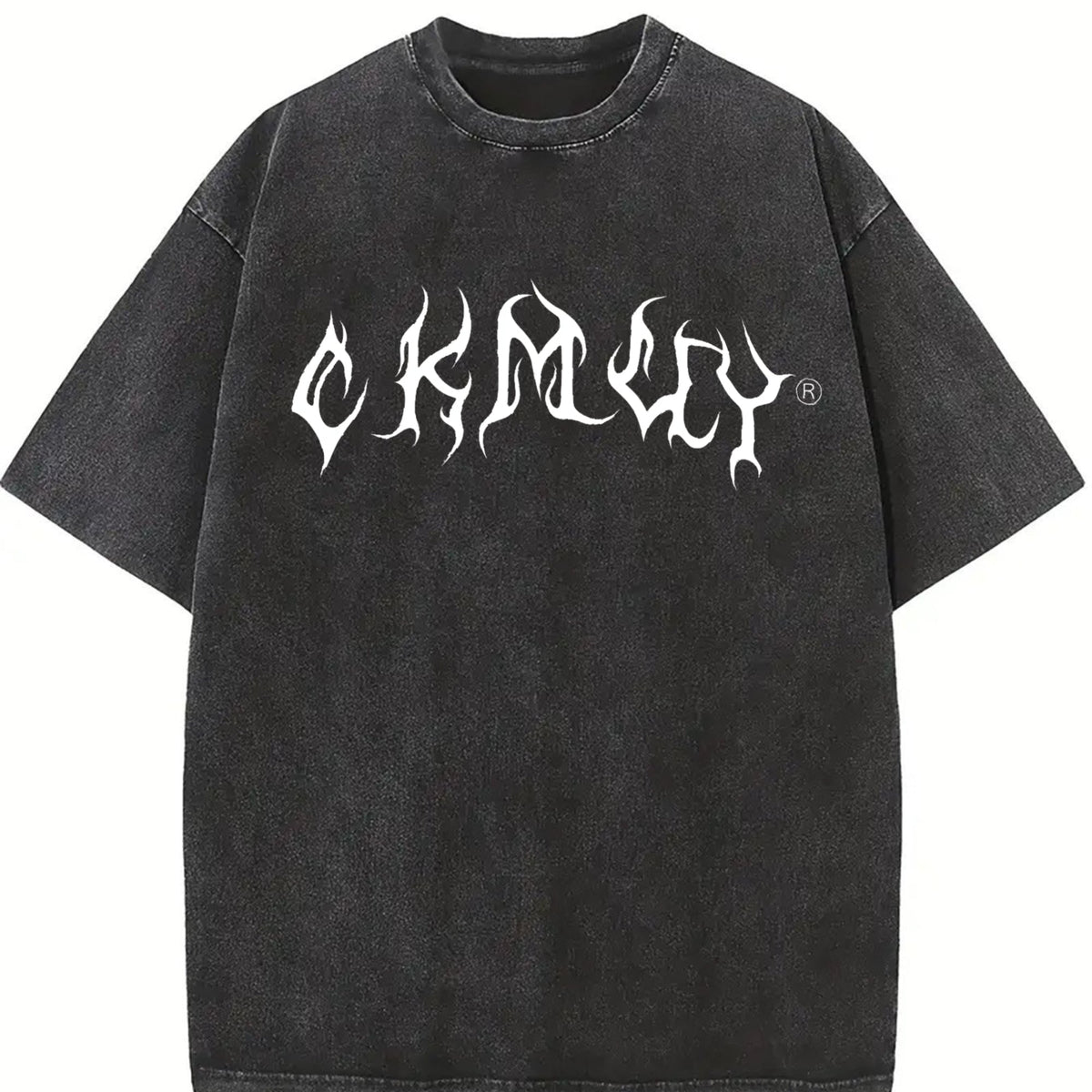 White Gothic Lettering Vintage Washed T-Shirt product image 2