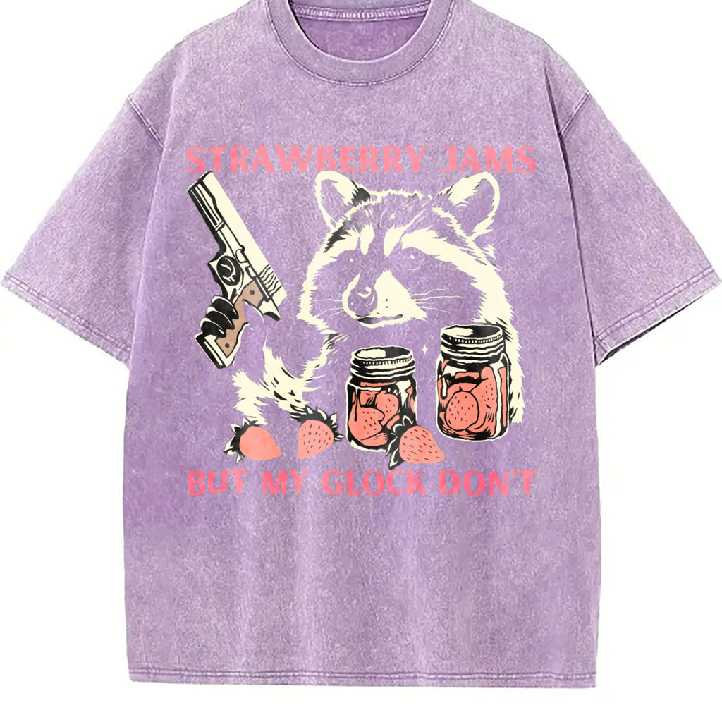 Funny Cute Raccoon With Strawberry Jams And Pewpew Vintage product image 6
