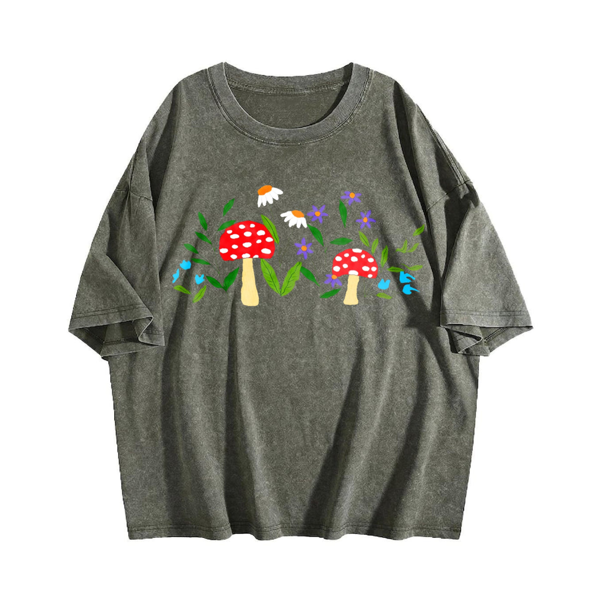 Mushroom Floral Garden Fairy Vintage Washed T-Shirt product image 4