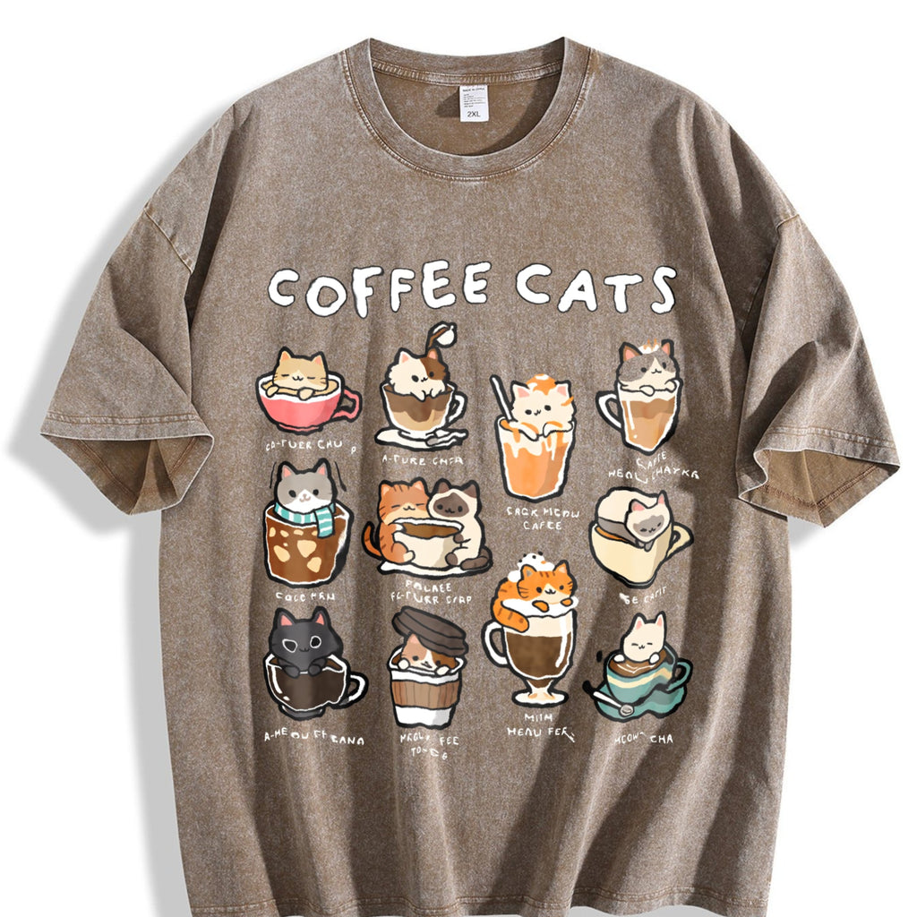Coffee Cats Cat Drink Vintage Washed T-Shirt product image 3