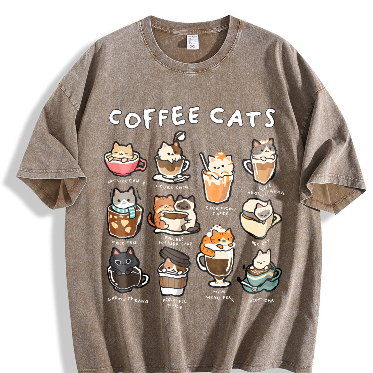 Coffee Cats Cat Drink Vintage Washed T-Shirt product image 3