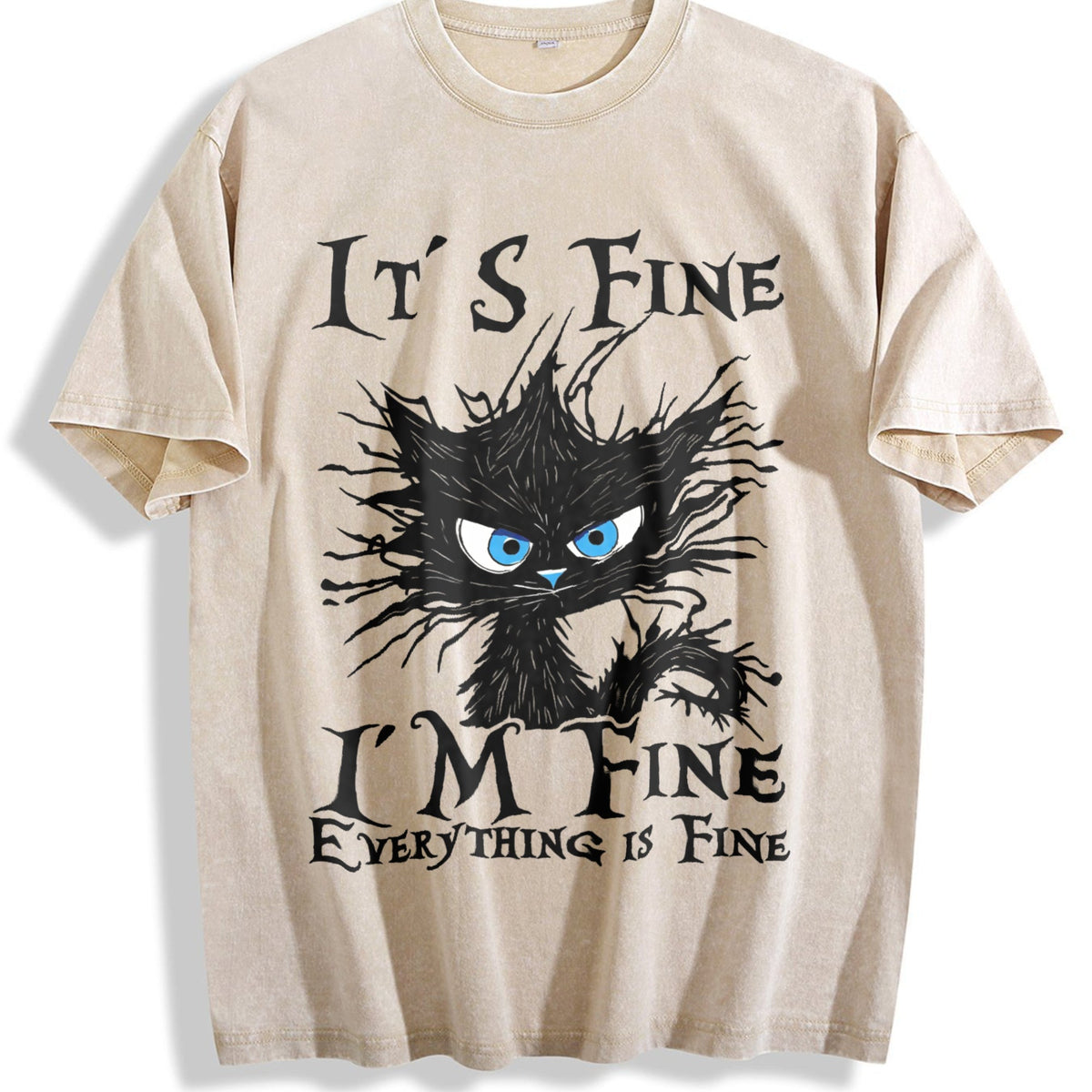 Funny It's Fine Sick Cat - With Vintage Washed T-Shirt product image 1