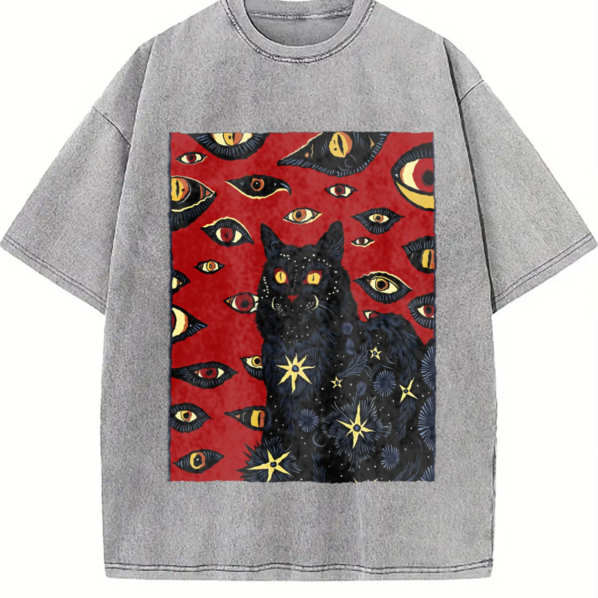 Cat And Red Eyes Vintage Washed T-Shirt product image 4