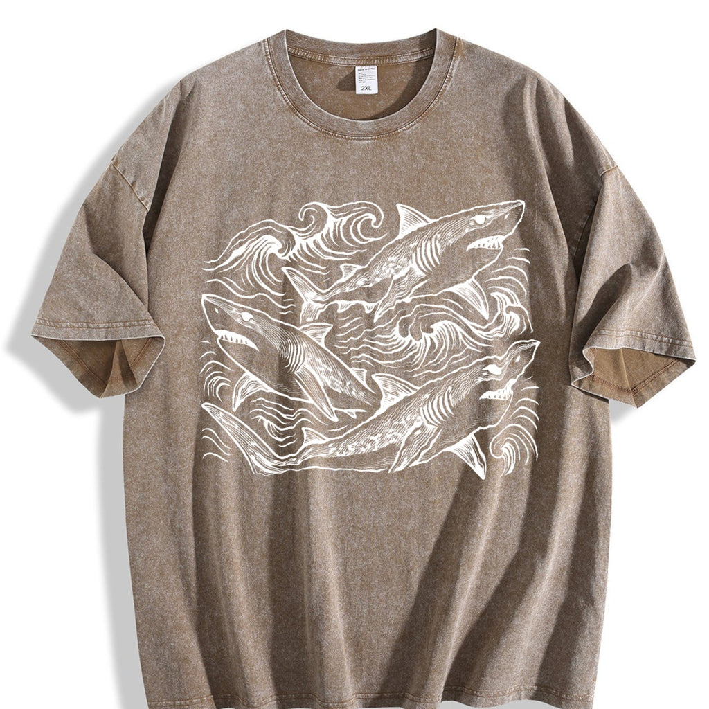 Sharks Ocean 90s Vintage Washed T-Shirt product image 3