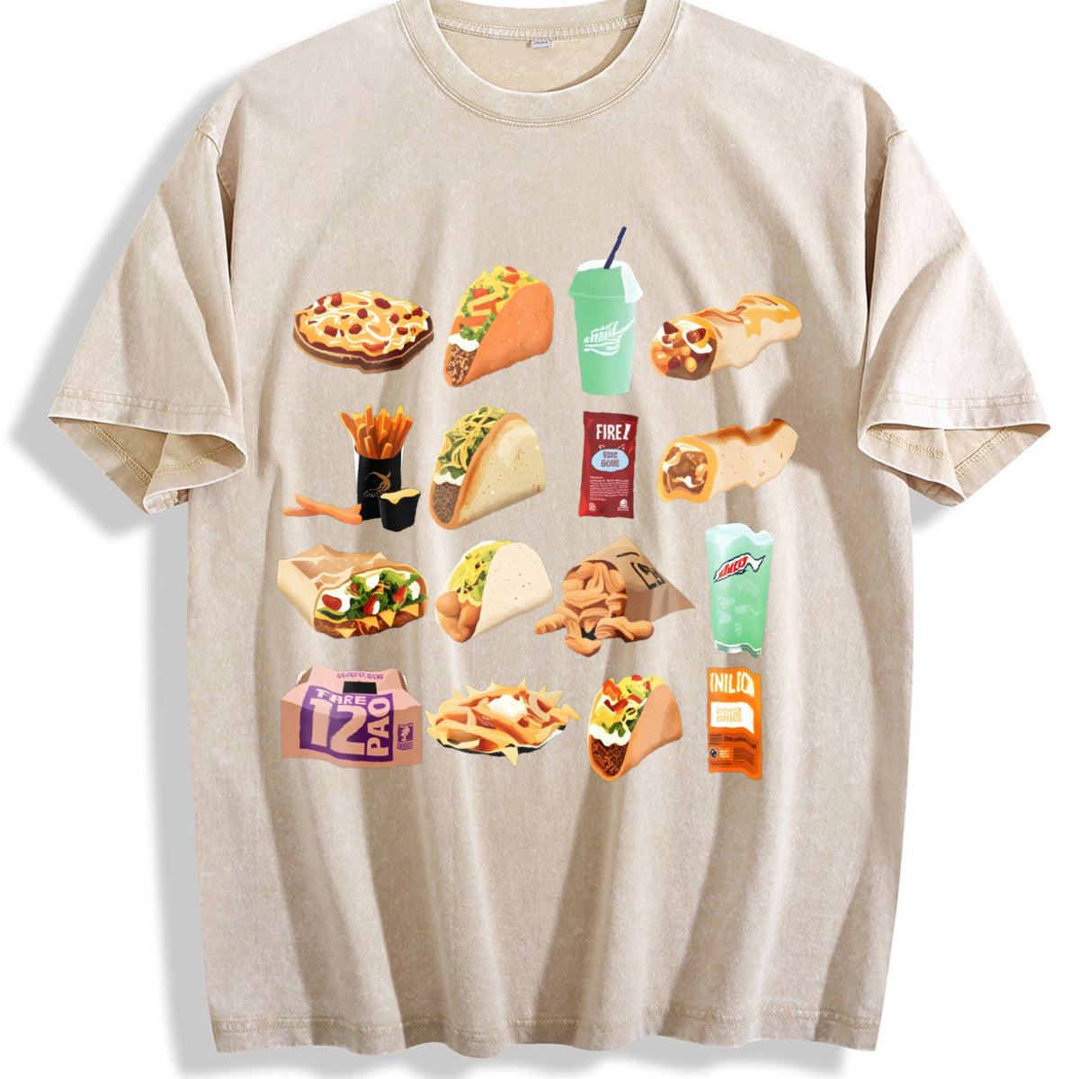 Mexican Food Tacos Vintage Washed T-Shirt product image 1
