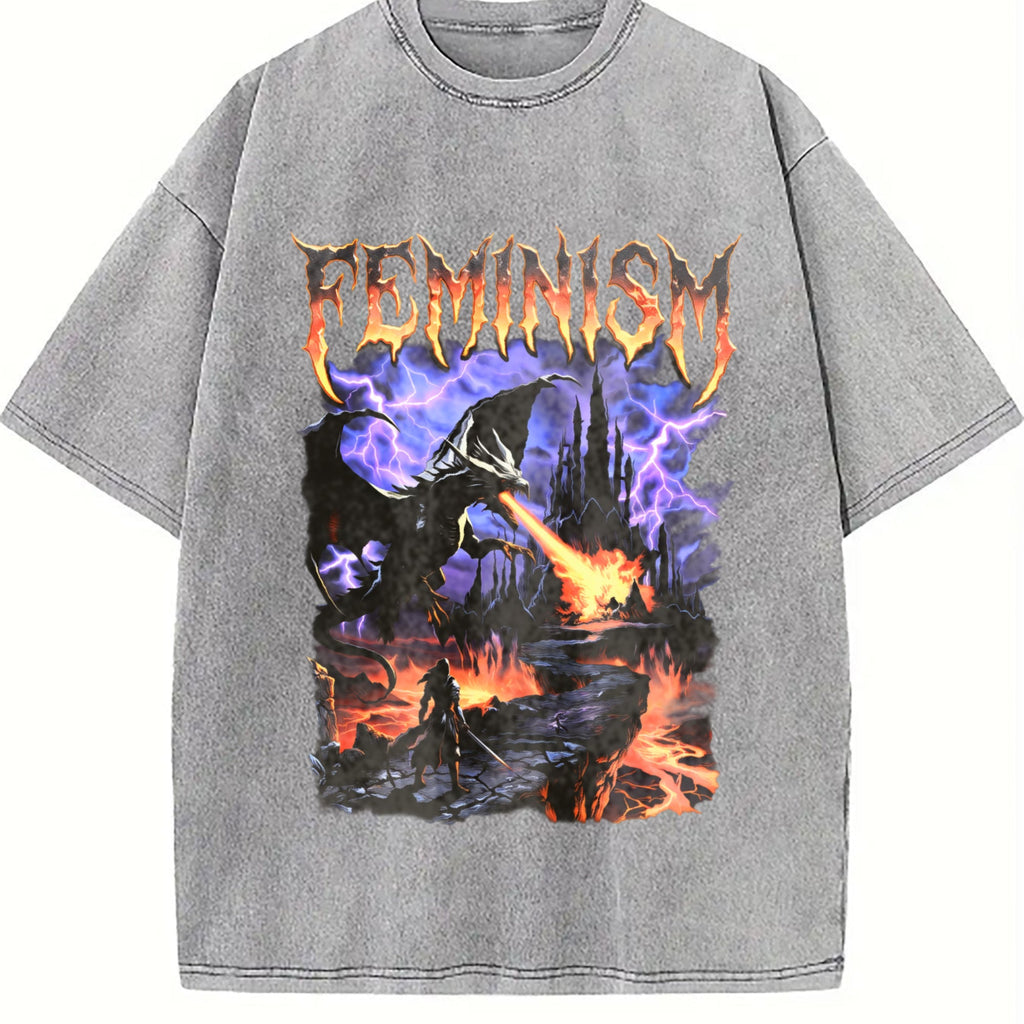 Feminism Dragon Vintage Washed T-Shirt product image 5