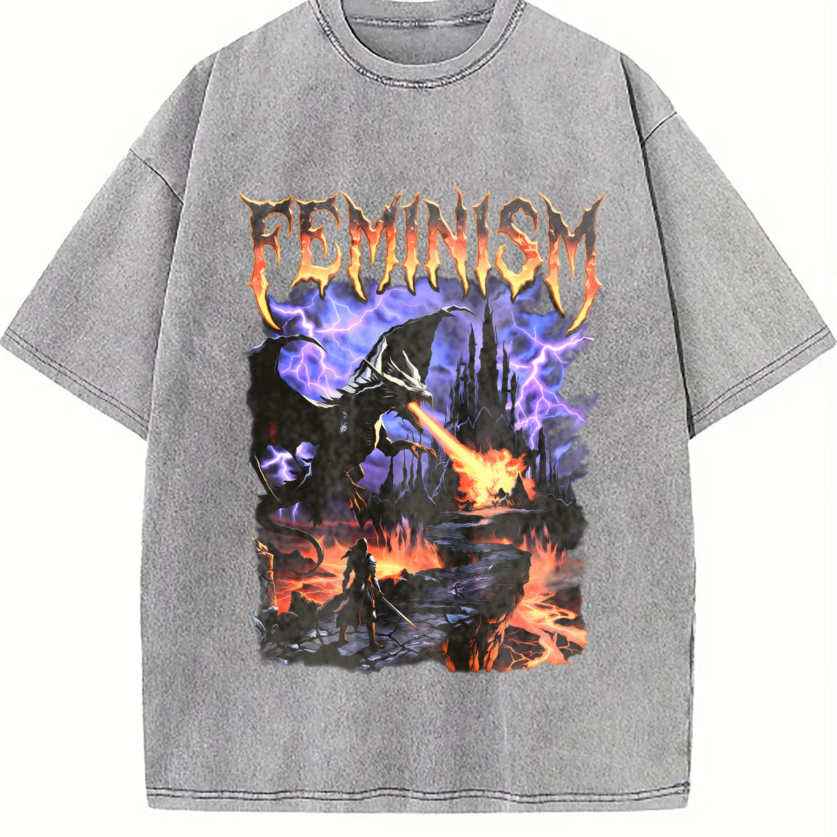 Feminism Dragon Vintage Washed T-Shirt product image 5