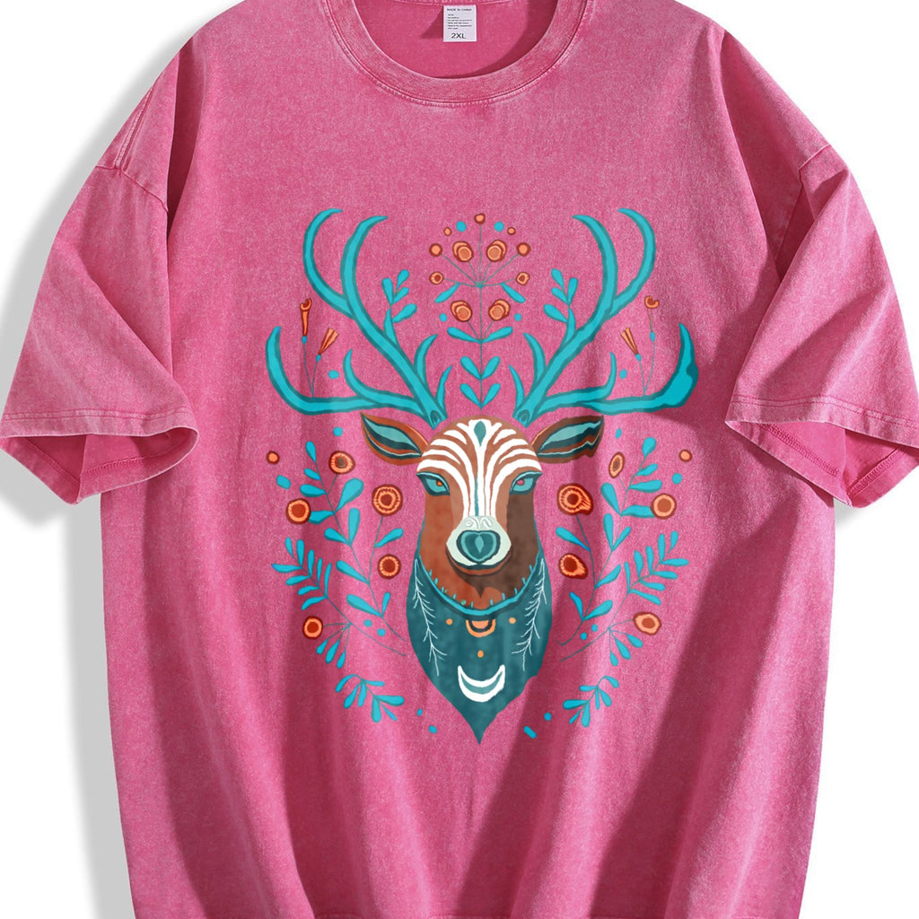 Animal With Faux Deer Head Vintage Washed T-Shirt product image 7