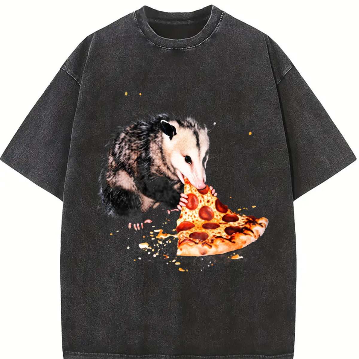 Opossum Eating Pizza Vintage Washed T-Shirt product image 2