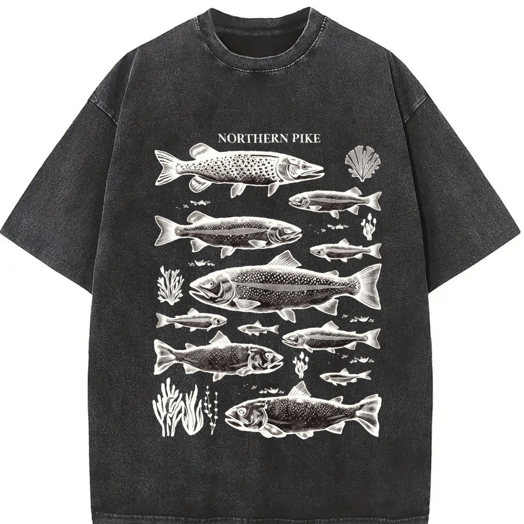 Northern Pike Fish 90s Vintage Washed T-Shirt product image 2