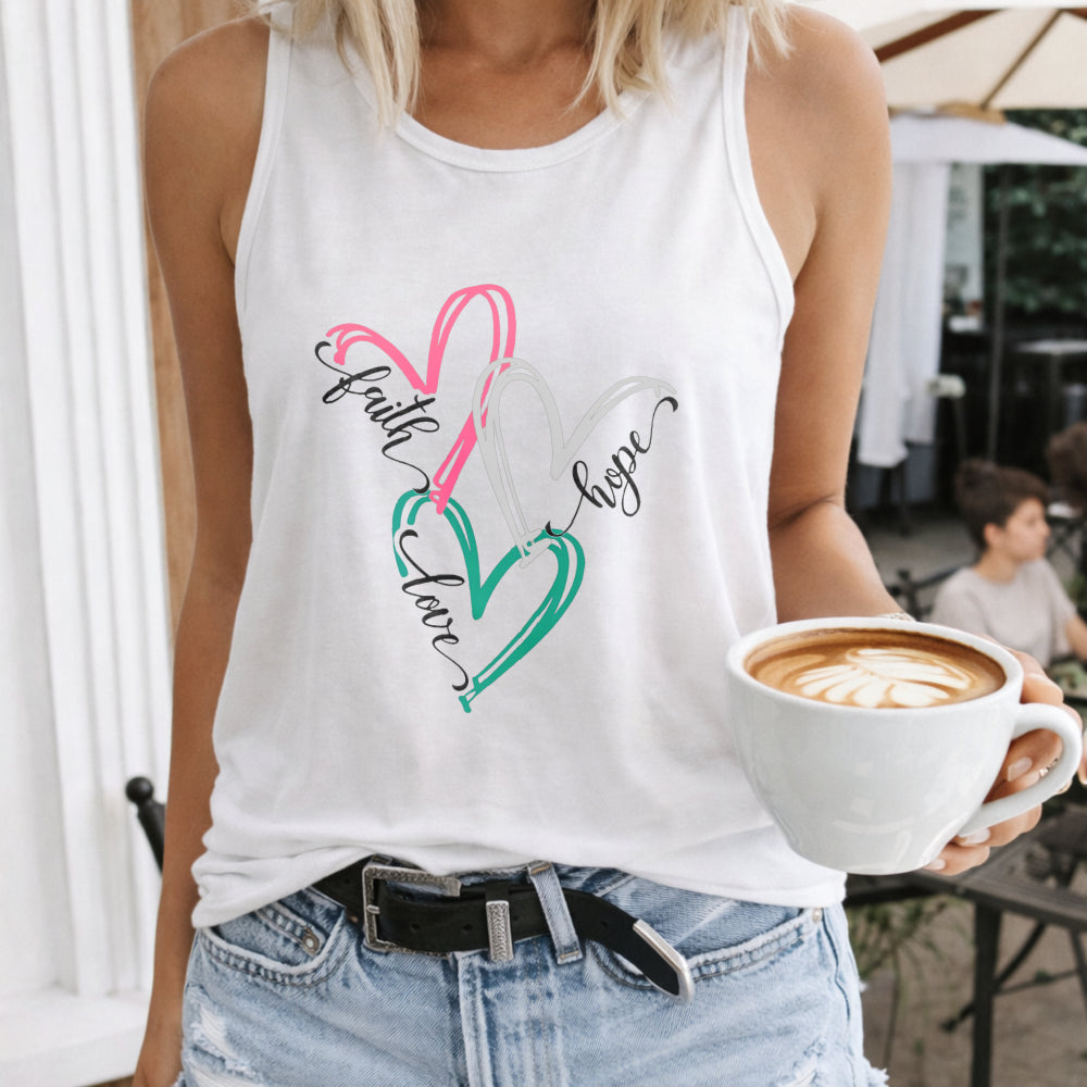Faith Hope Love Letters & Heart Women's Tank Top
