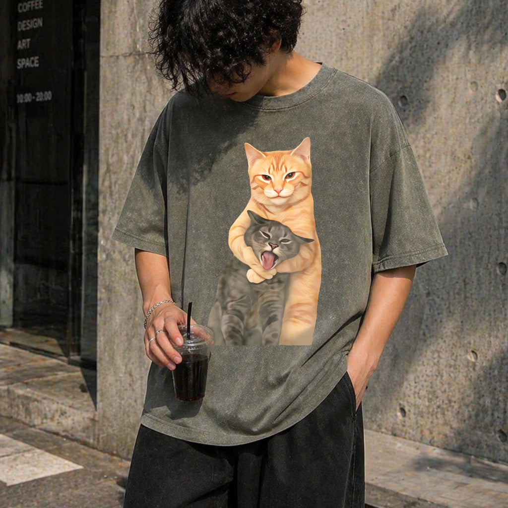 Cat Quarrel Moment - Batik Vintage Washed T-Shirt product image 4