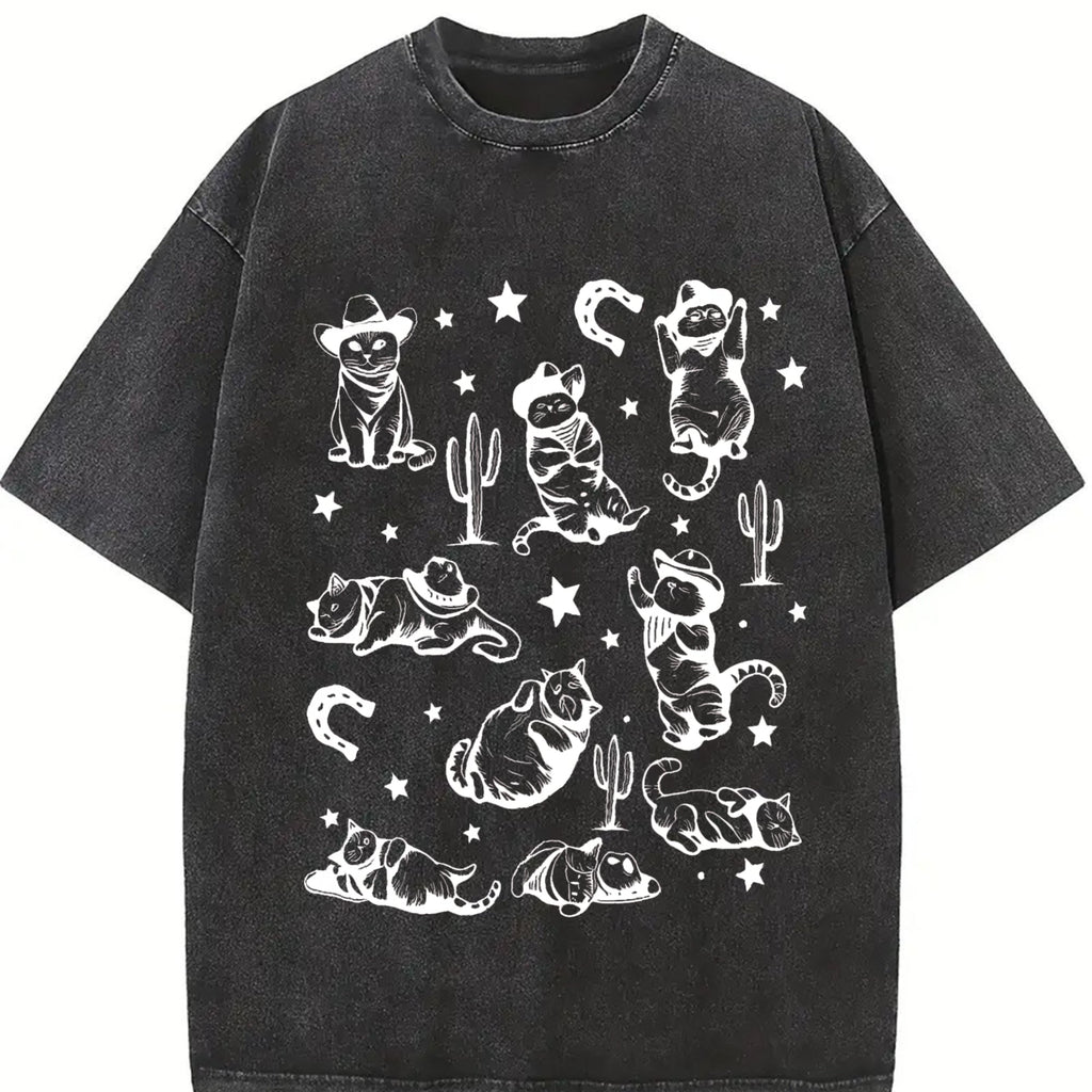 Cowboy Cats Vintage Washed T-Shirt product image 2