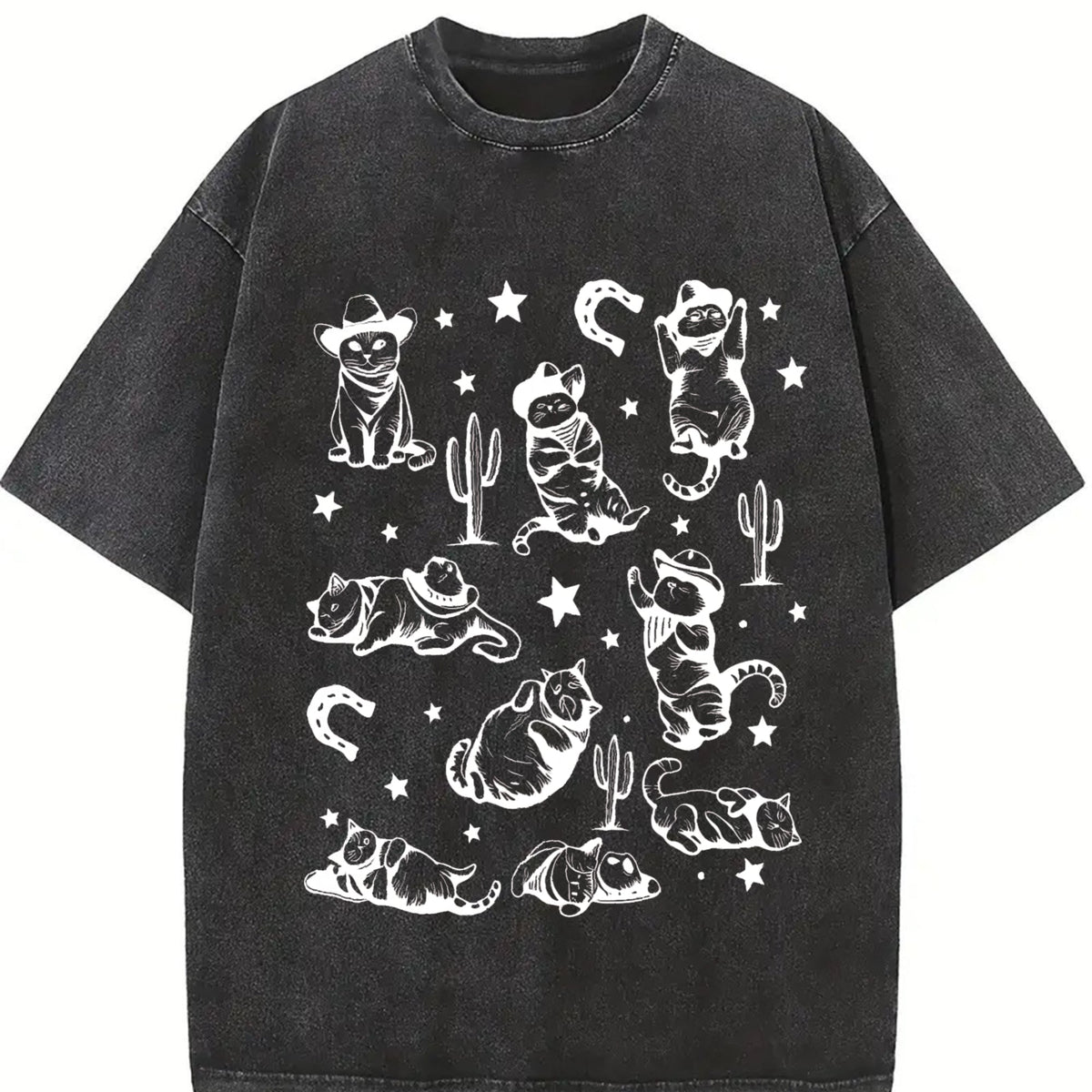 Cowboy Cats Vintage Washed T-Shirt product image 2