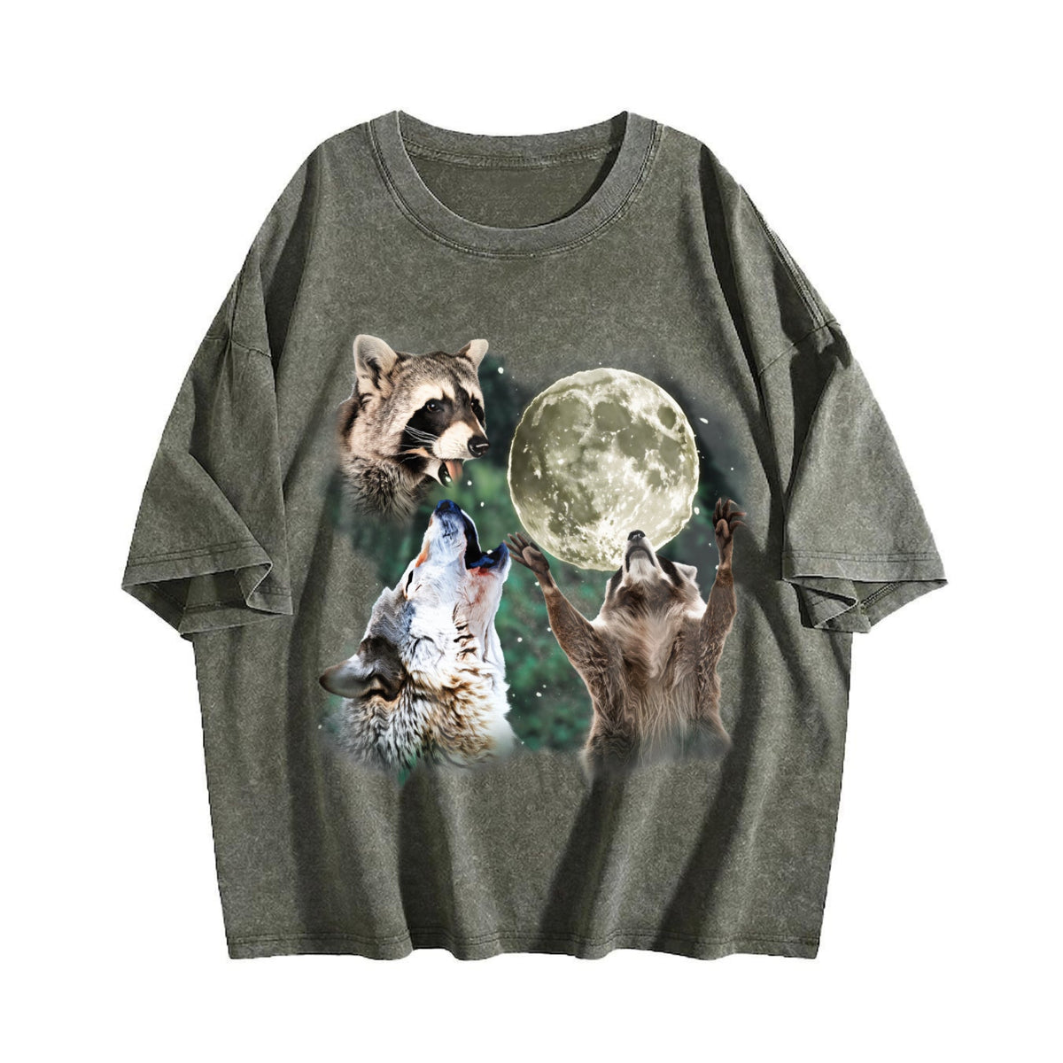 Raccoon And Wolf Vintage Washed T-Shirt product image 4