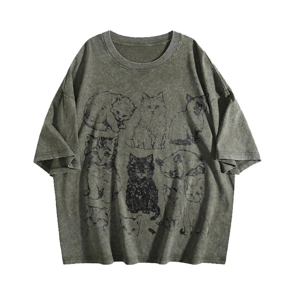 Cats 90s Tattoo Vintage Washed T-Shirt product image 4