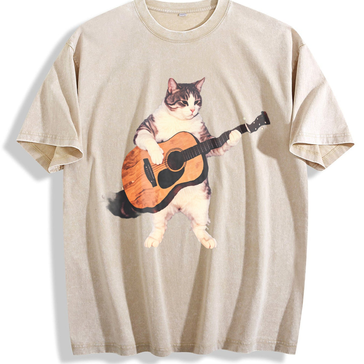 Guitar Cat Vintage Washed T-Shirt product image 1