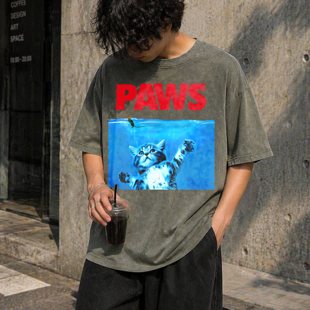 Xiongying Paws Cat And Mouse Vintage Washed T-Shirt product image 4