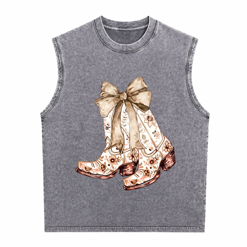 Cowgirl Chinoiserie Floral Boot Men's Washed Tank Top