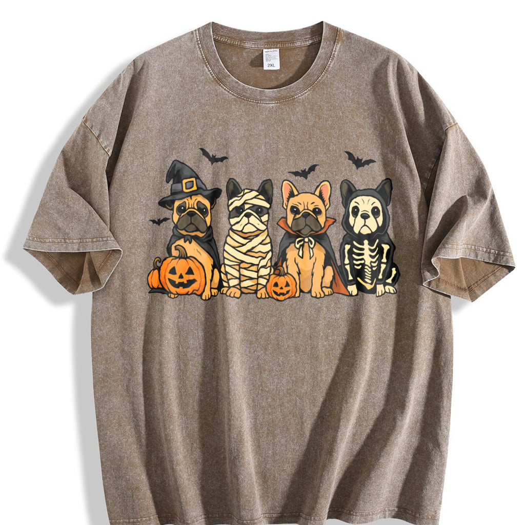 Halloween French Bulldog Vintage Washed T-Shirt product image 3