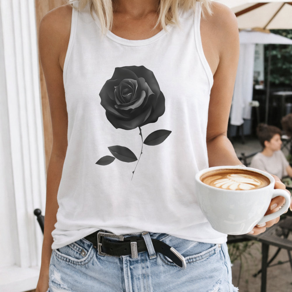 White Rose Silhouette Women's Tank Top