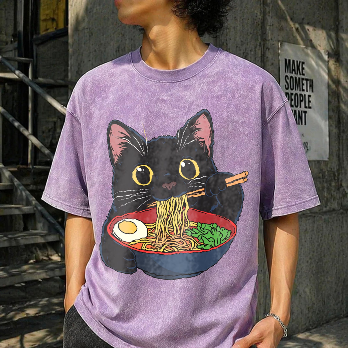 Cat Ramen Vintage Washed T-Shirt product image 6