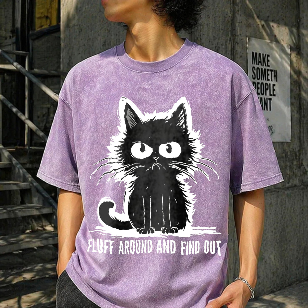 Funny Cat Fluff Around And Find Out Vintage Washed T-Shirt product image 6