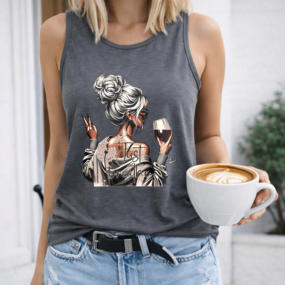 Tattooed Woman with Wine Women's Tank Top