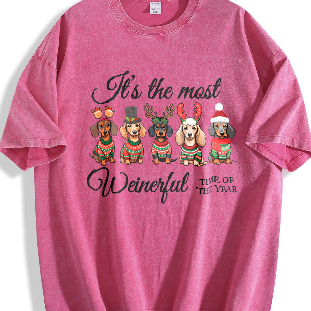 Dachshund Christmas Vintage Washed T-Shirt product image 5
