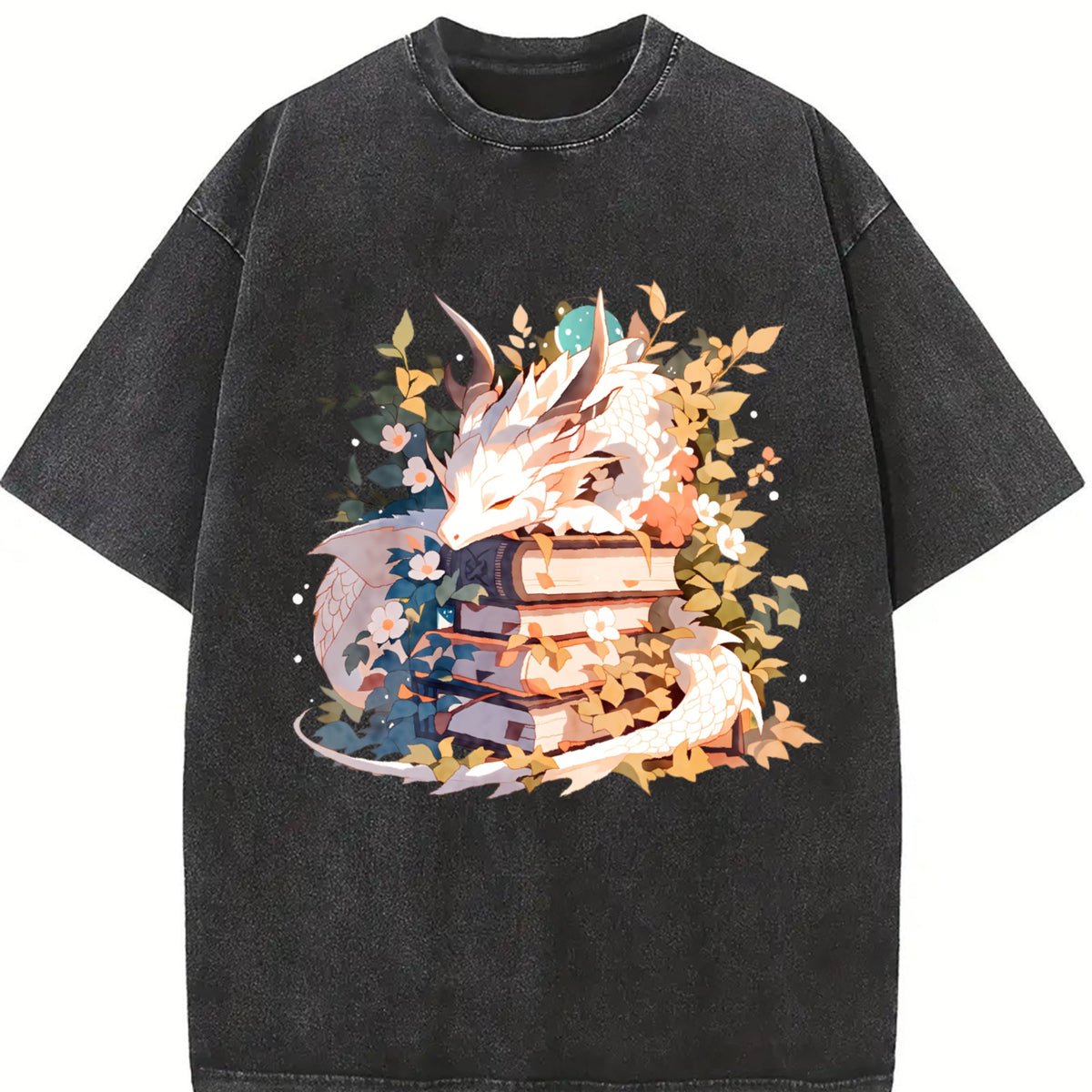 Animal Series Summer : White Dragon Lying On Books Vintage product image 2