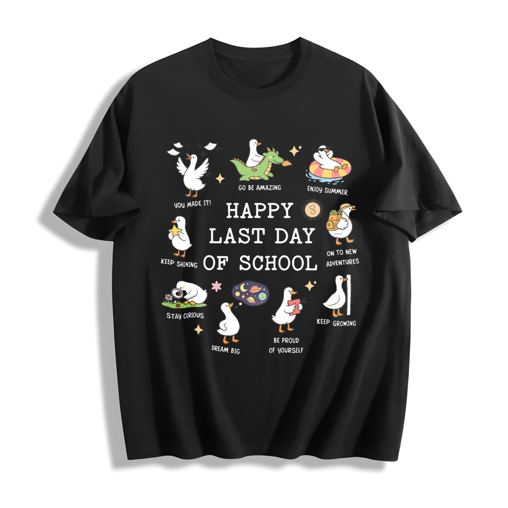 Last Day Of School Goose Teacher Happy Of End Cotton T-Shirt product image 1