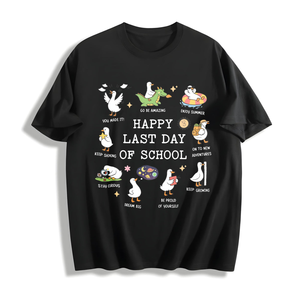 Last Day Of School Goose Teacher Happy Of End Cotton T-Shirt product image 1