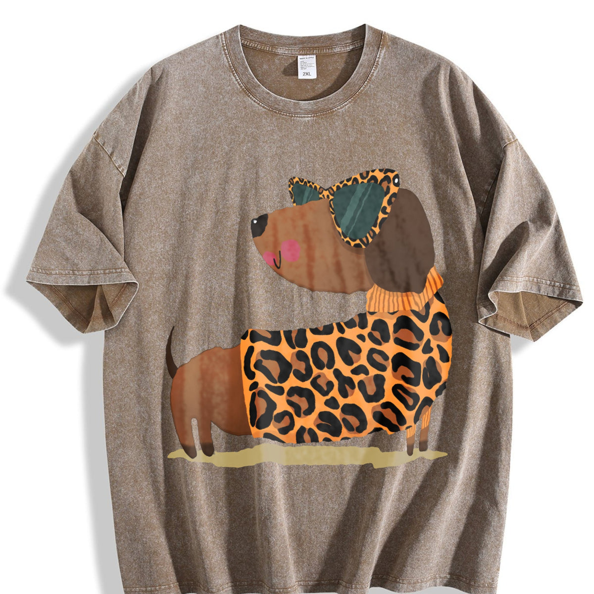 Ladies' Summer Leopard Dog Vintage Washed T-Shirt product image 3