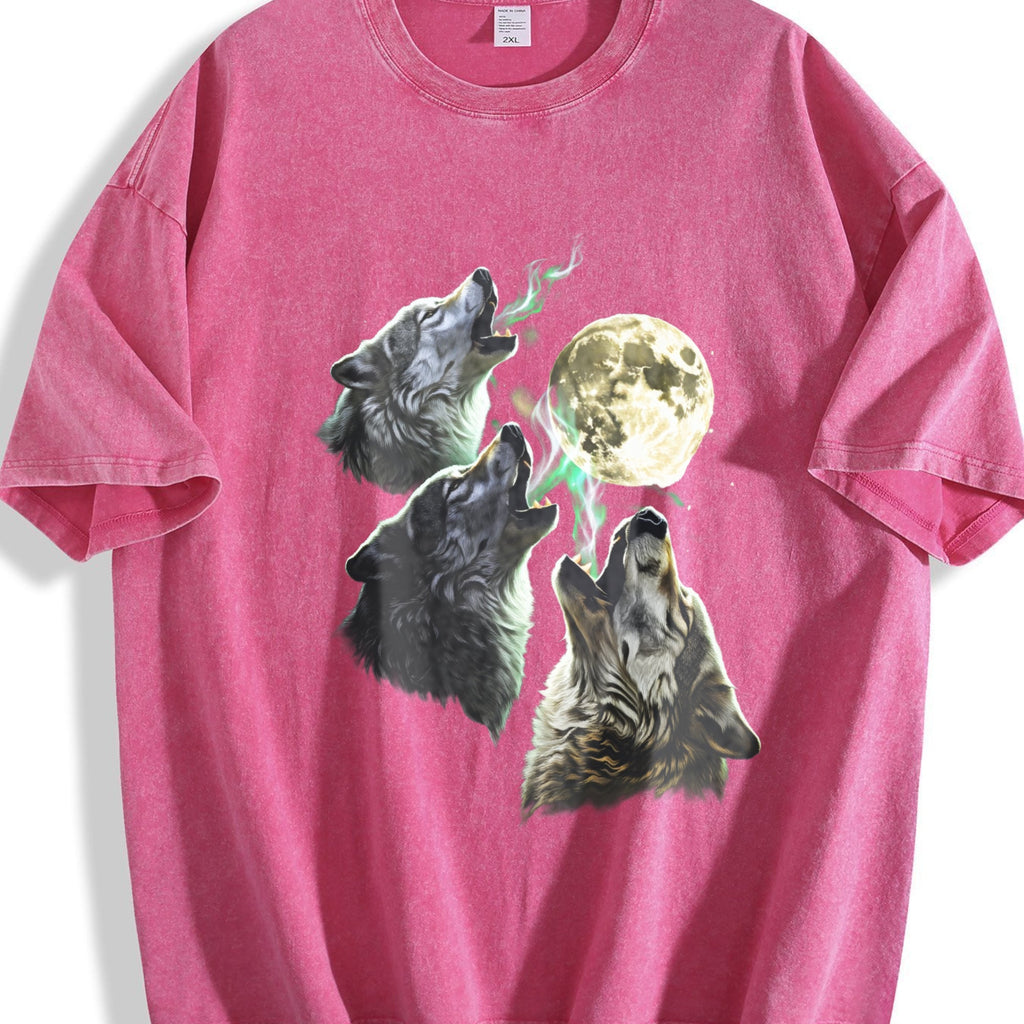Wolves Howling To Moon 90s Vintage Washed T-Shirt product image 7