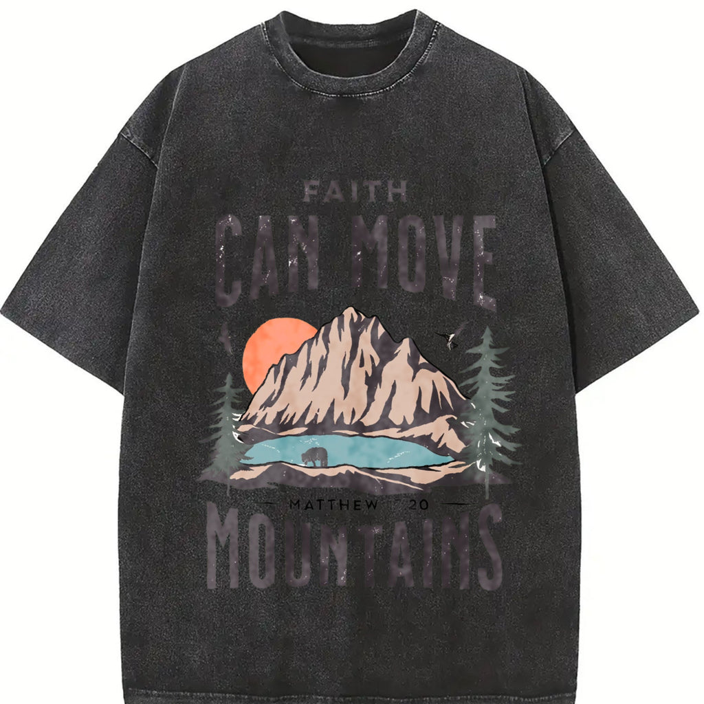 Scenery And Letter One-piece Summer Vintage Washed T-Shirt product image 2